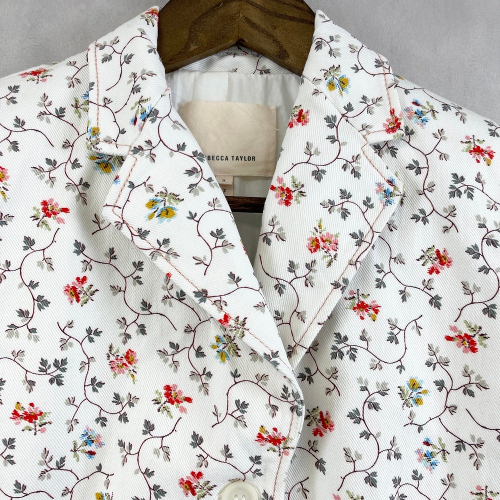 Rebecca Taylor Womens Blazer Jacket Size 2 Floral Cottage Romantic Coquette Chic - Picture 4 of 14